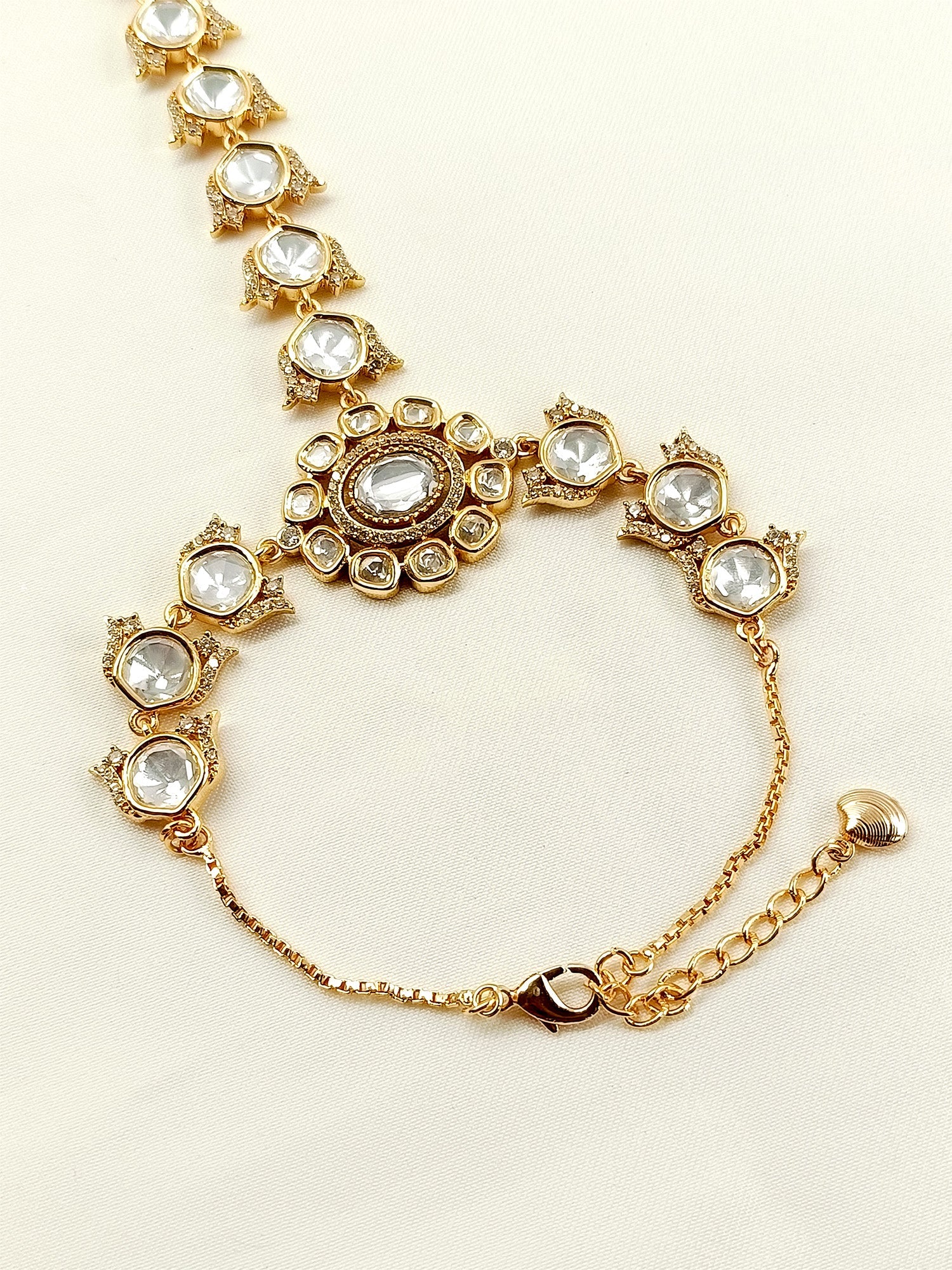 Chitrangana White Kundan Hathphool Set Of 2