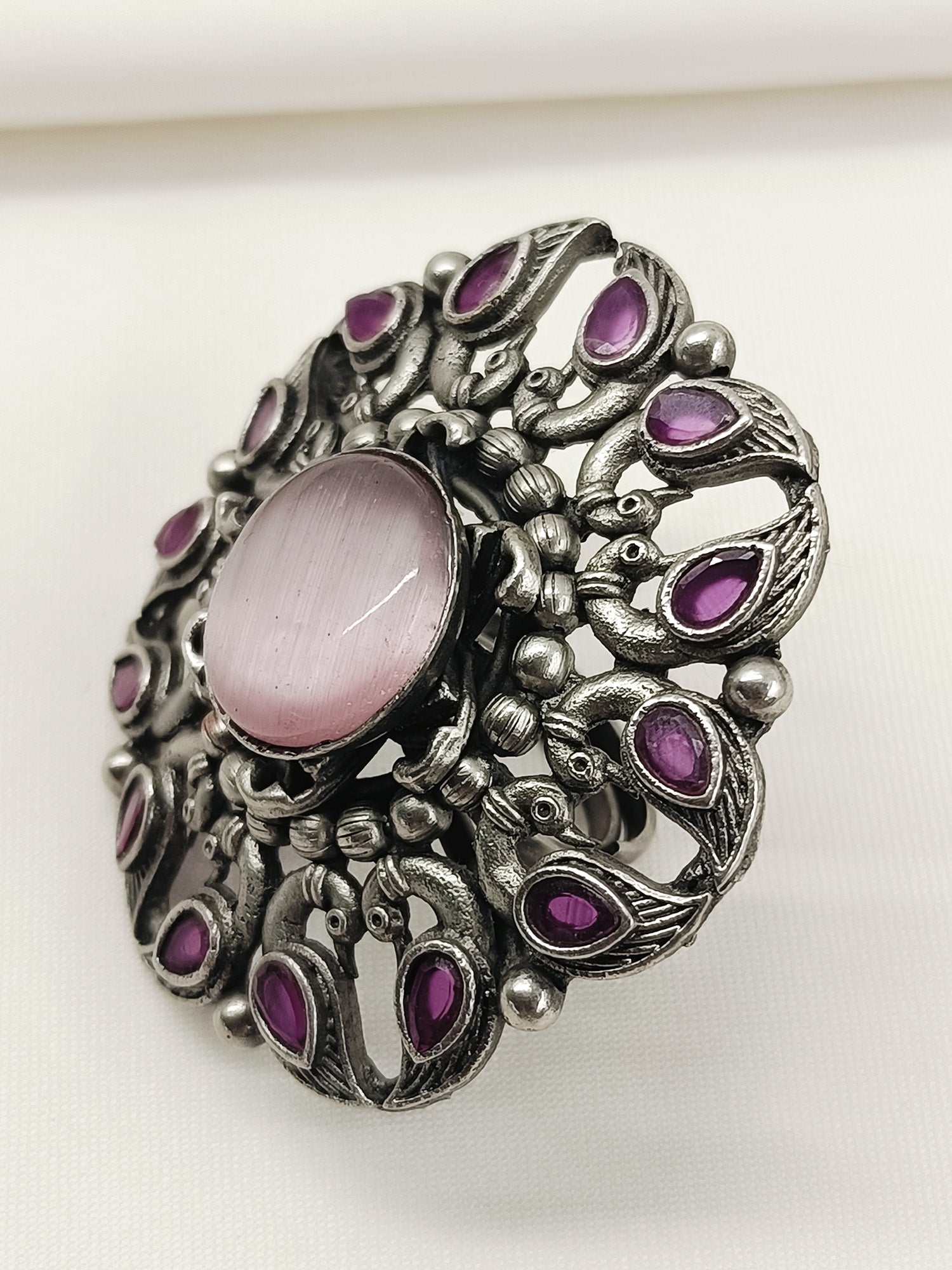 Xara Baby Pink Oxidized Finger Ring