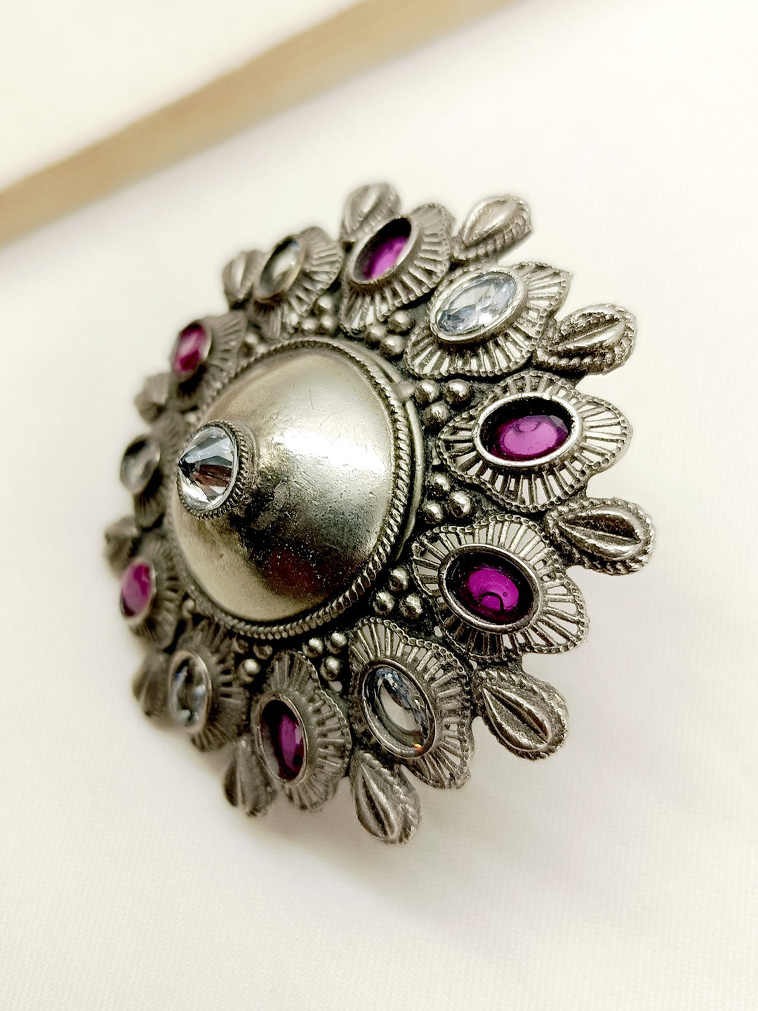 Alice Ruby Oxidized Finger Ring