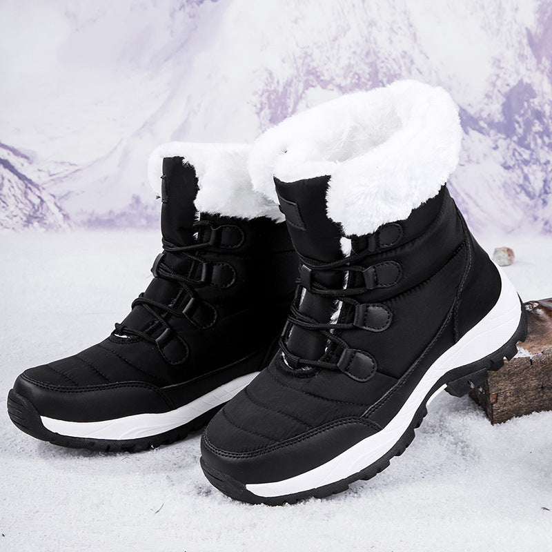 Women's Thermal Winter Hiking Boots - High-Cut Fleece Lined Snow Boots (Pink, White & Black - US 5-10)