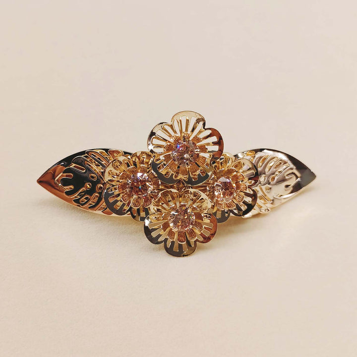 Dolly Copper Diamond Stone Gold Plated Hair Clip