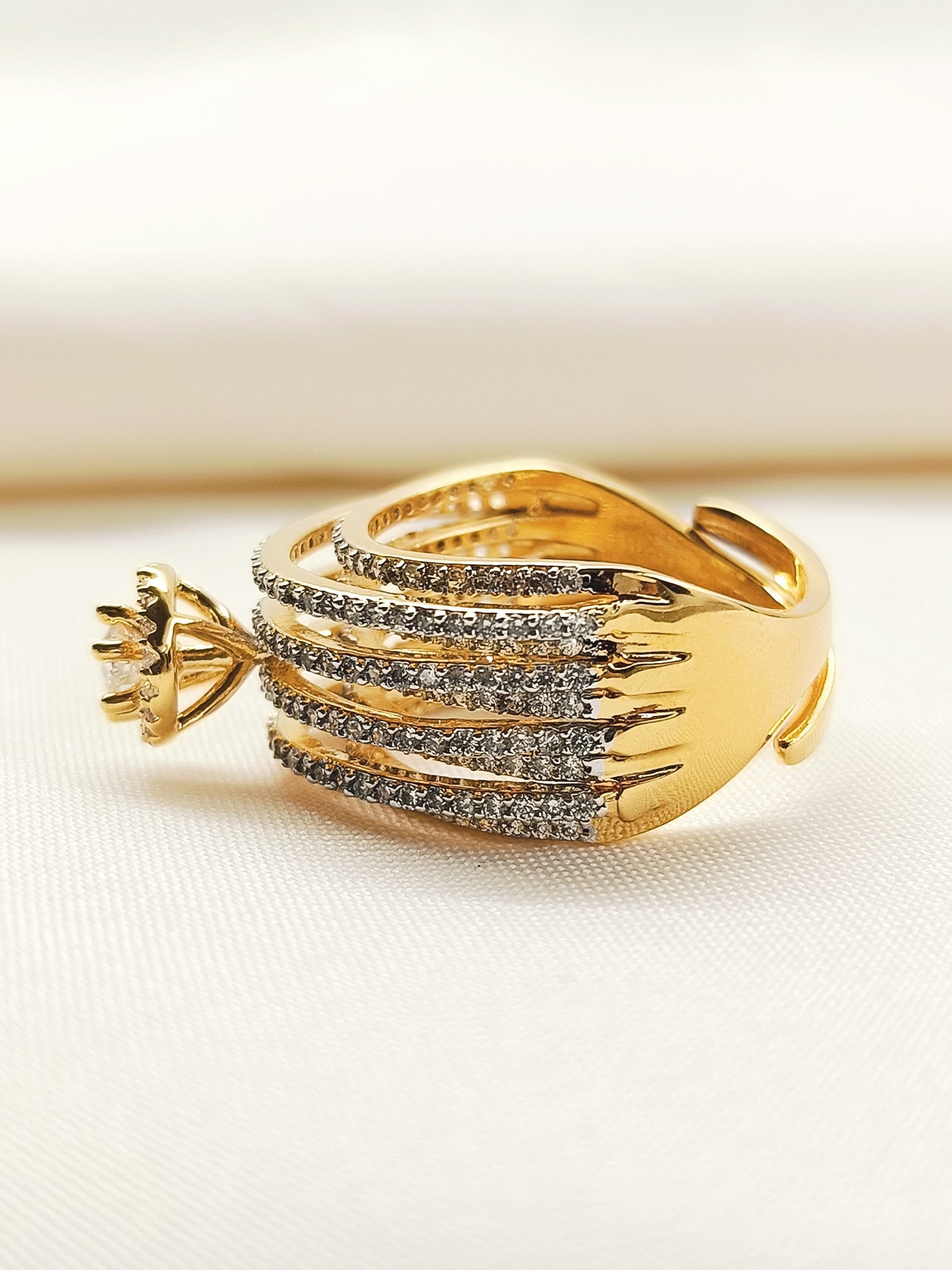 Wafa White American Diamond Finger Ring