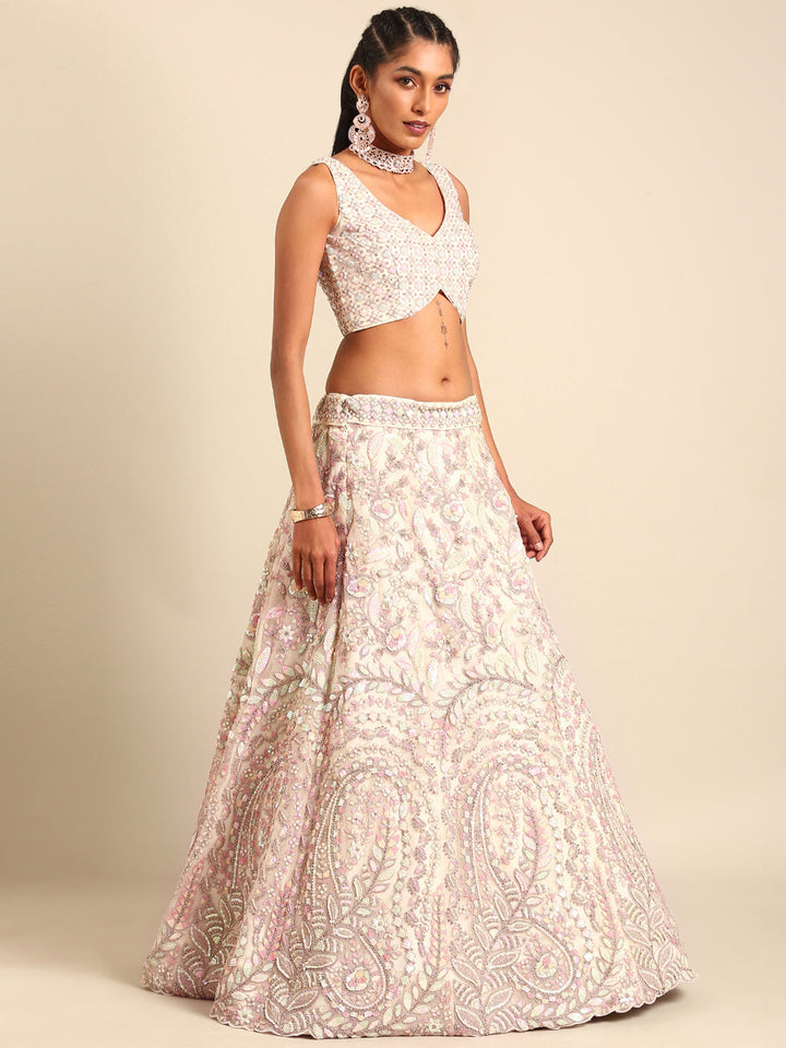 Multi Sequins Heavy Zarkan Net Embroidered Stitched Bridal Lehenga choli