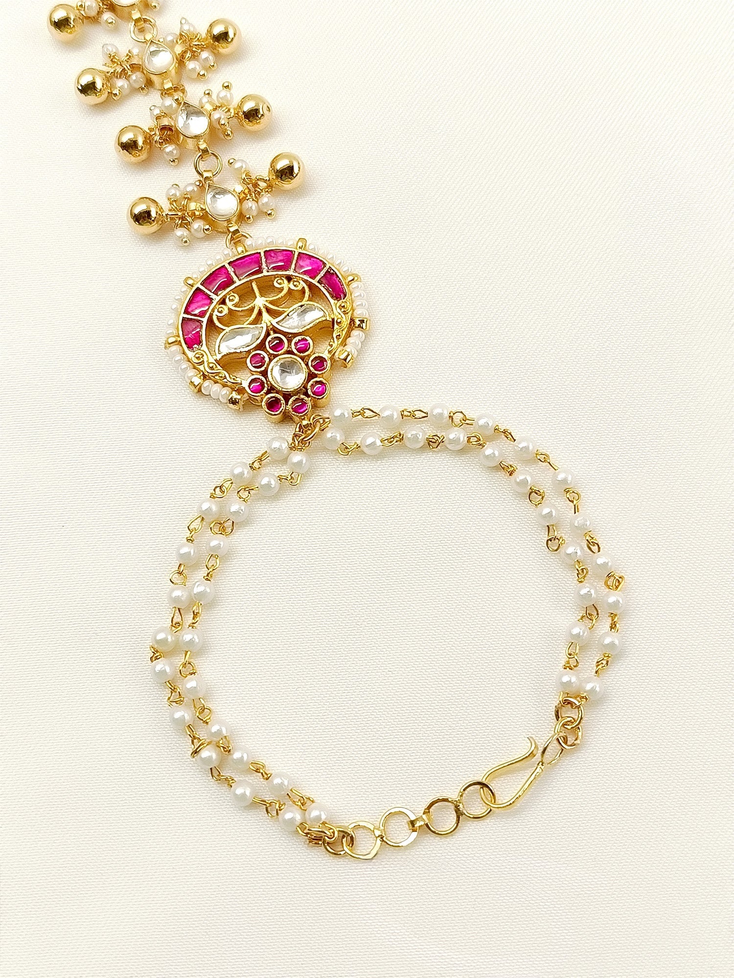 Dritya Ruby Kundan Hathphool Set Of 2