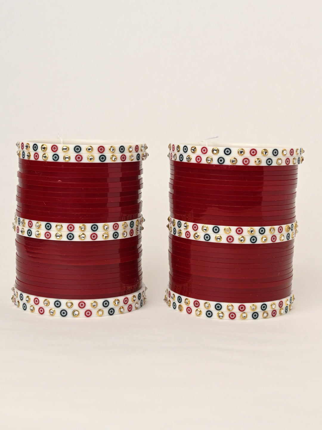 Madhushi Traditional Maroon And White Bangle Punjabi Chura