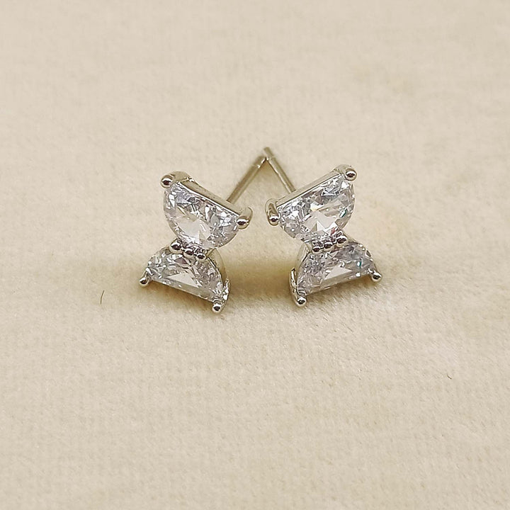 Gurpreet American Diamond Silver Plated Beautiful Stud