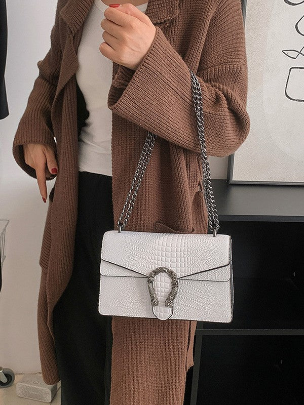 Women's Chain Flap Bag - Trendy PU Leather Shoulder & Crossbody Purse