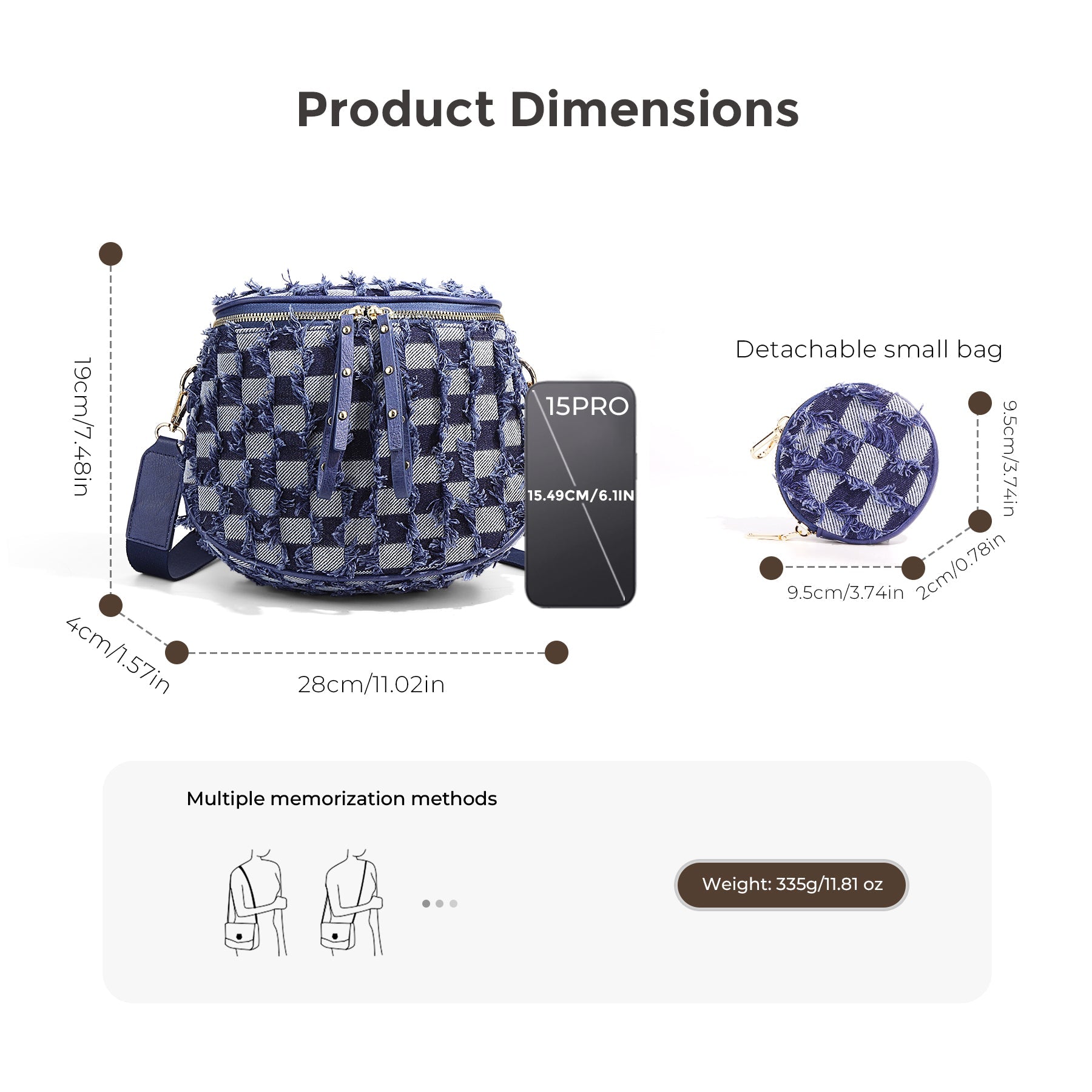 Ounamei Large Crossbody Bag for Women | Multi-Style Bag with Coin Pouch for Travel & Daily Use