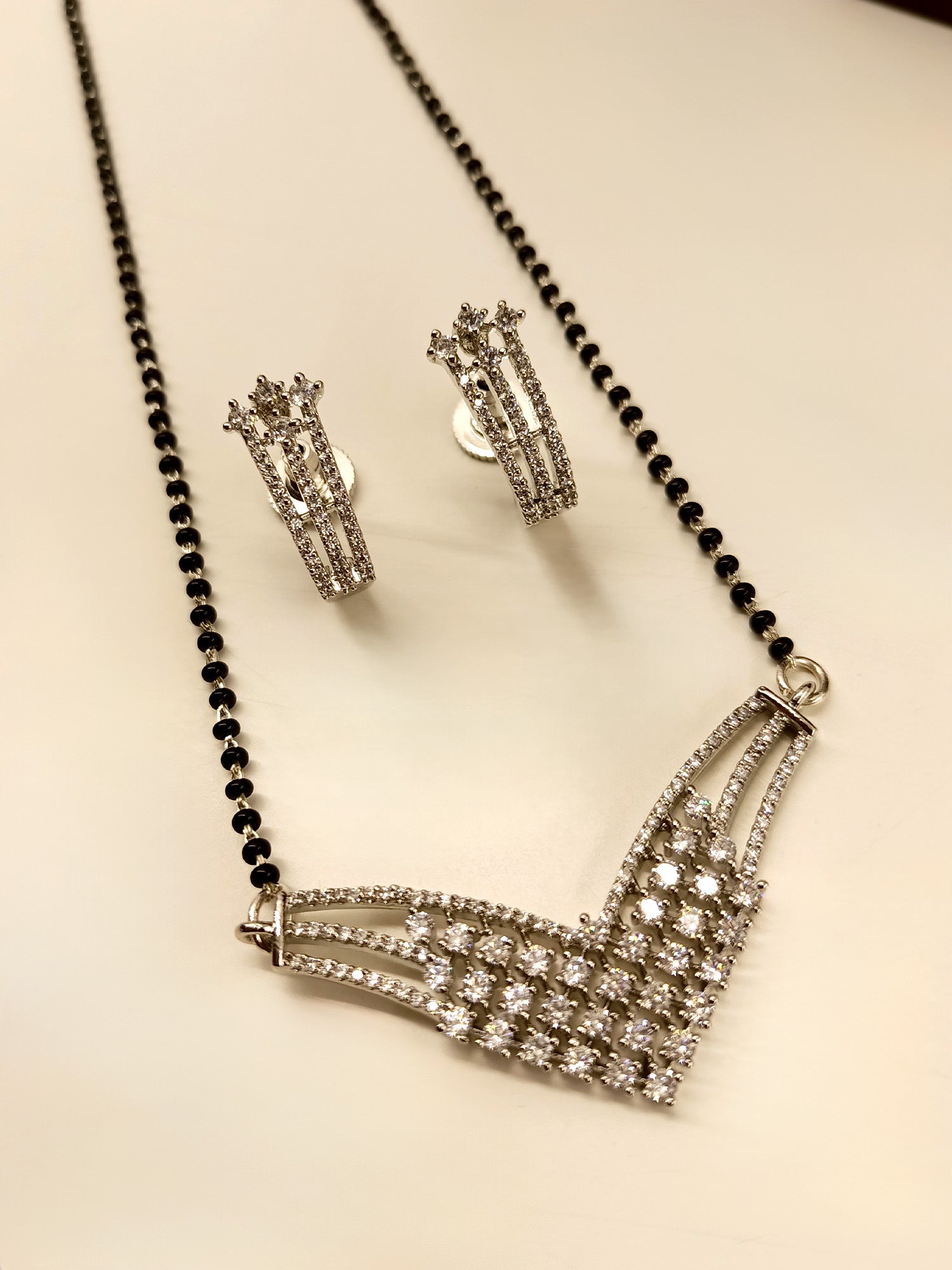 Kalaka White American Diamond Mangalsutra - qivii