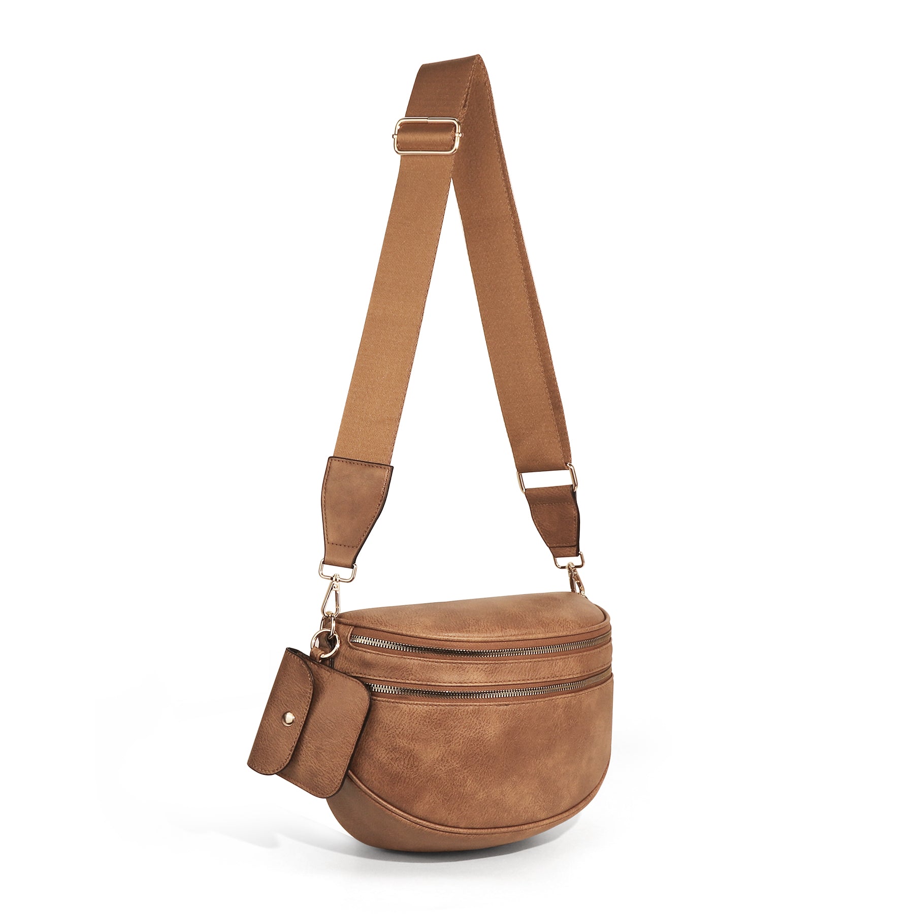 Ounamei Vegan Leather Crossbody Bum Bag for Women with Mini Pouch | Small & Large Sizes