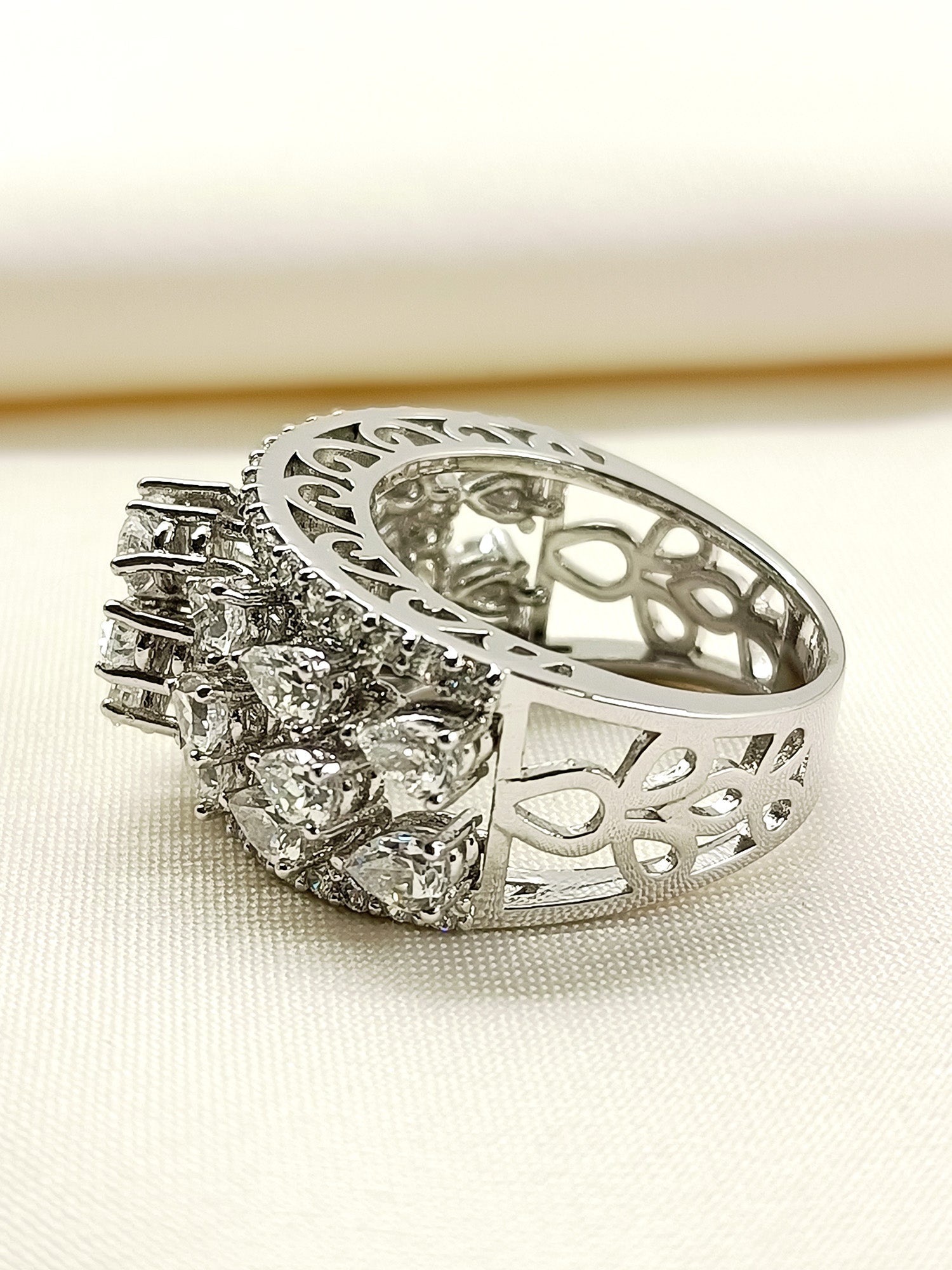 Rijul 92.5 Silver Swarovski Stone Finger Ring - qivii