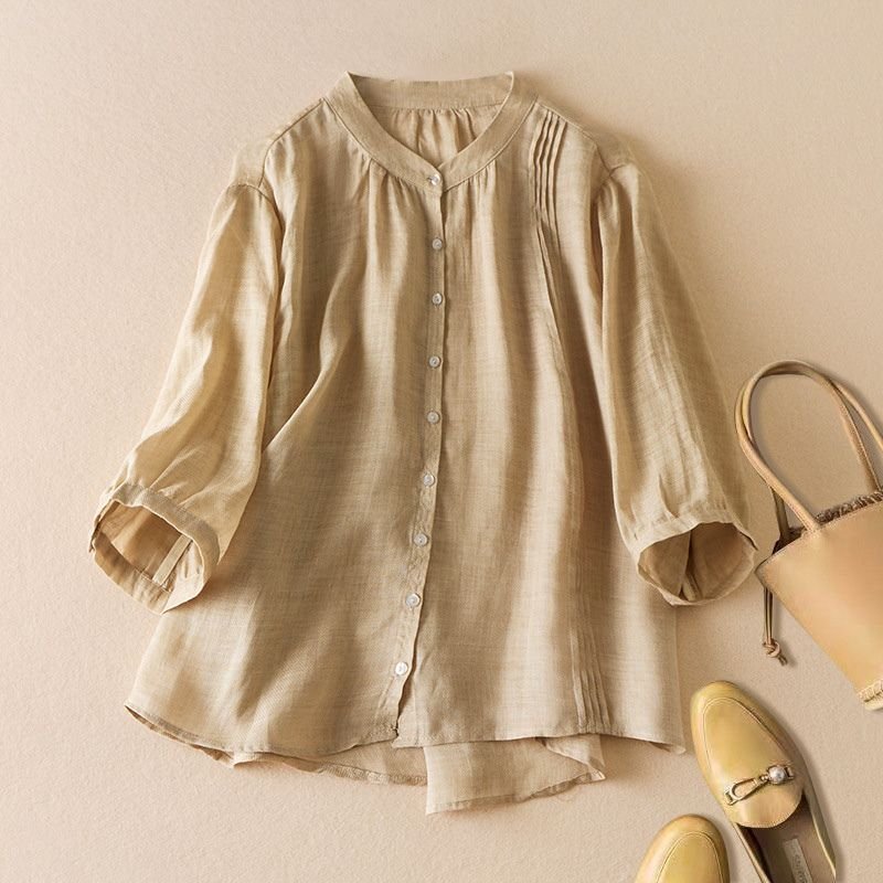 Chamomile Cotton-Linen Blouse  - By Qivii