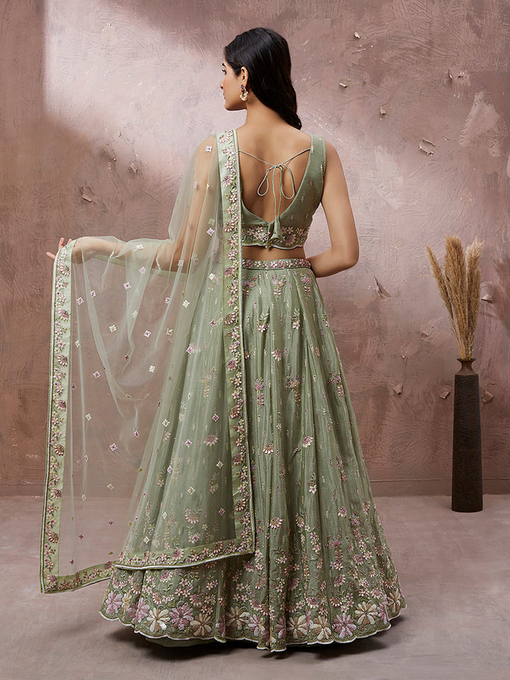 Georgette Sequins with Heavy Zarkan Embroidery Stitched Lehenga choli