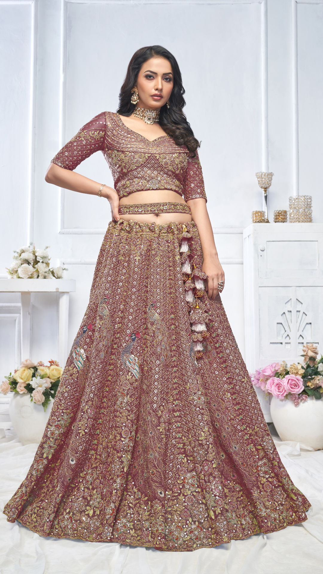 Dark Purple bridal wear lehenga