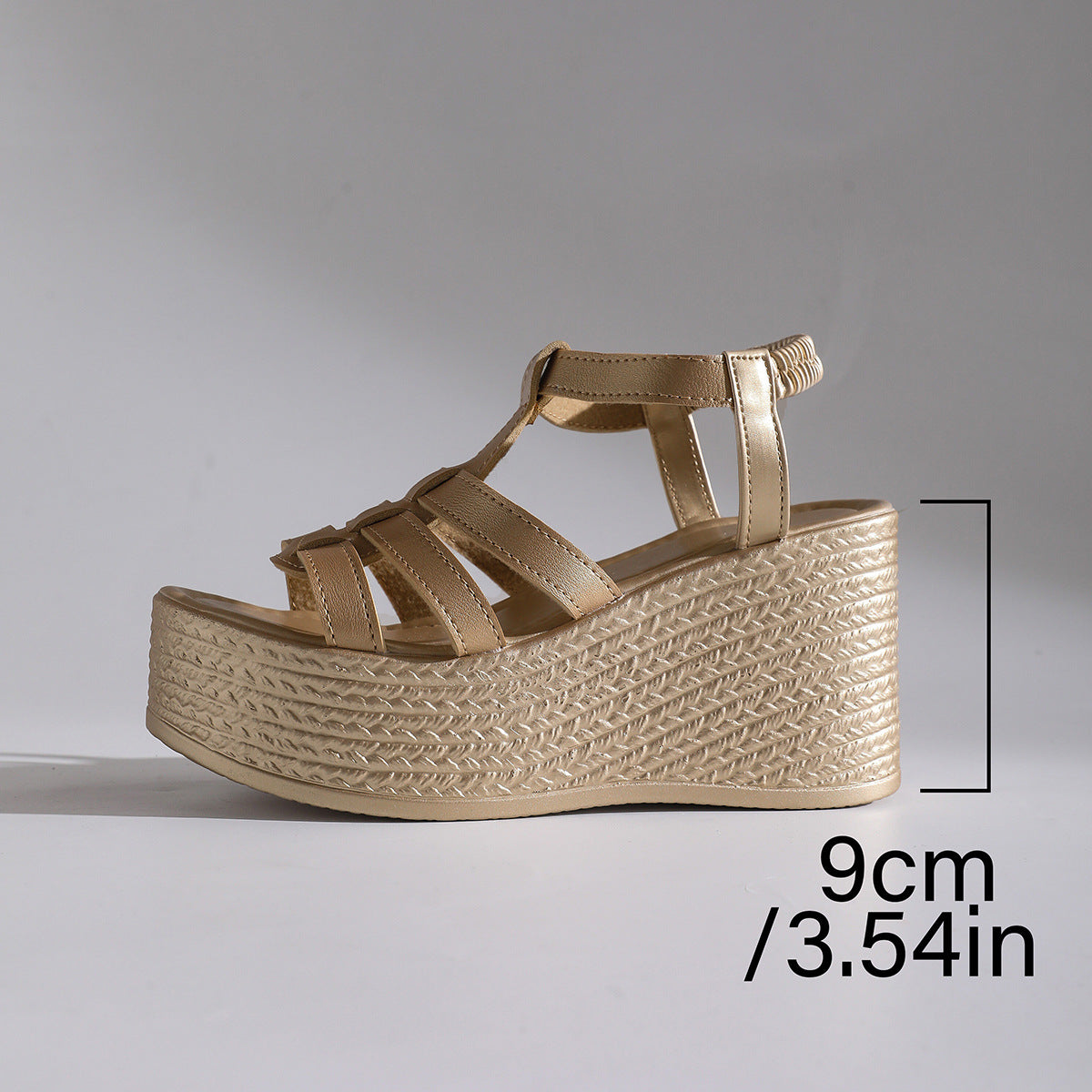 Women's Solana Woven Chunky Platform Wedge Sandals – Artisan Cut-Out Roman Sandals with Elastic Back Strap (US 4–10.5)