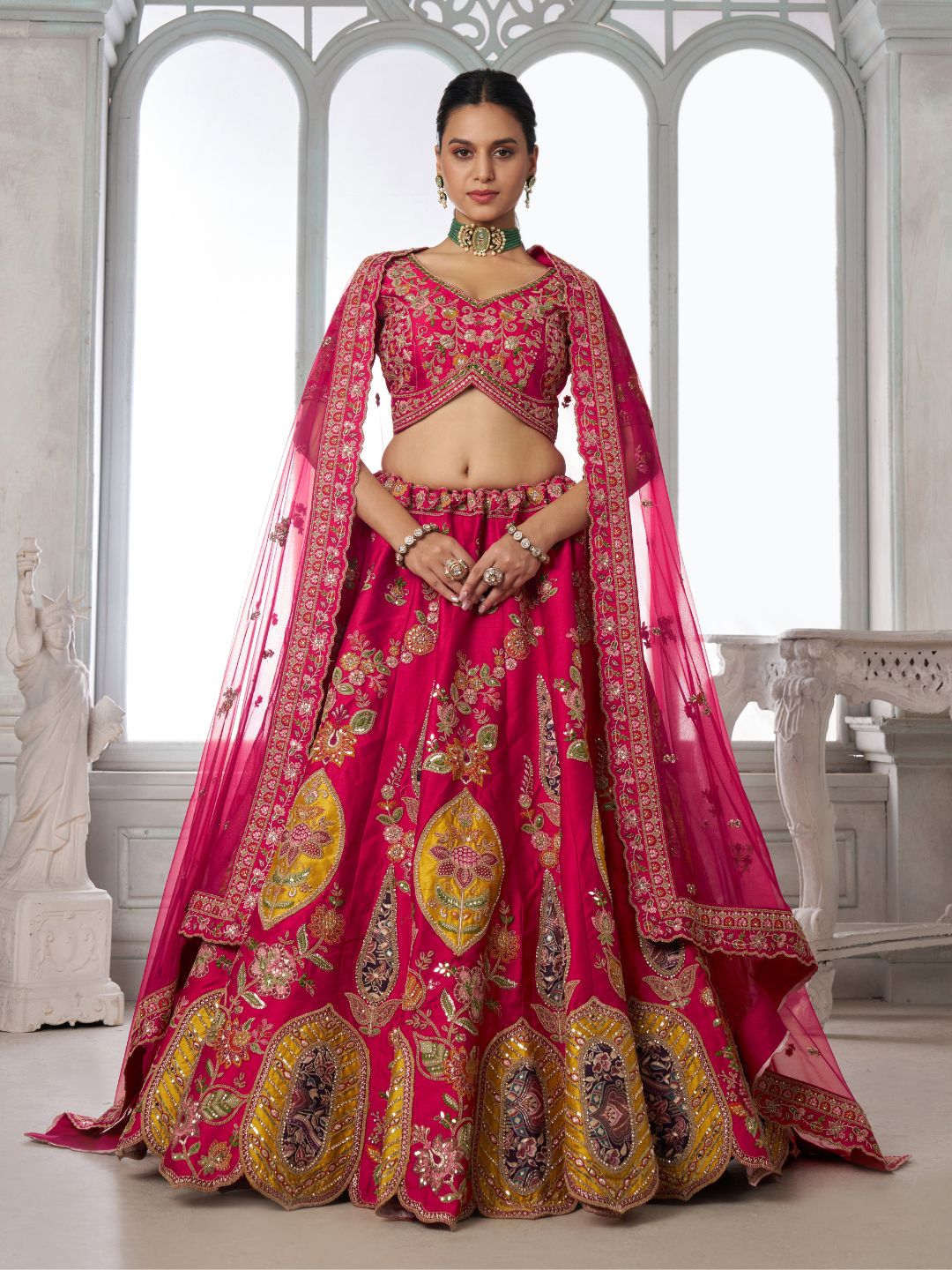 Rani Bridal Lehenga Choli with Intricate Heritage Embroidery