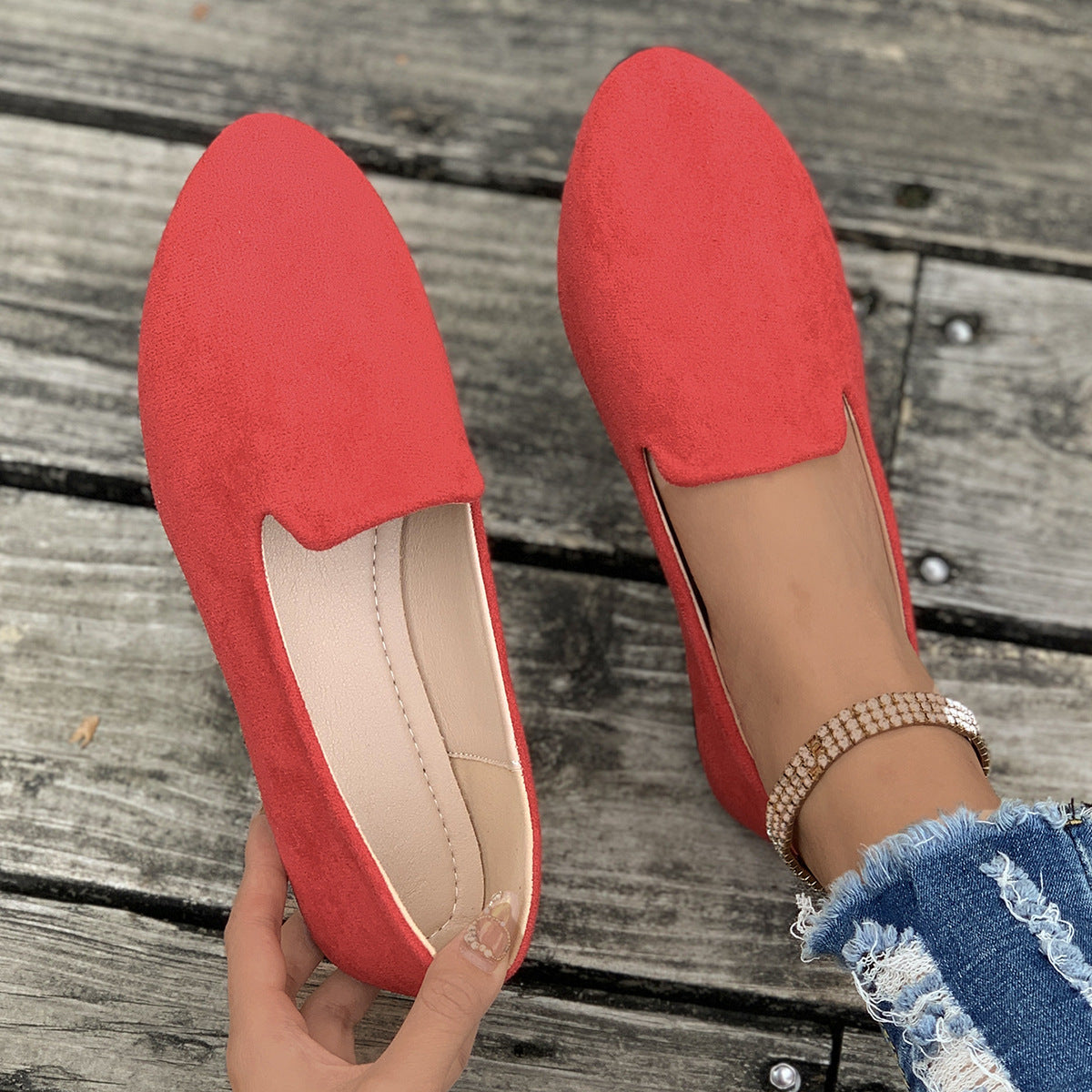 Women's Plus Size Pointed-Toe Slip-On Loafers Casual Flat Comfort Shoes