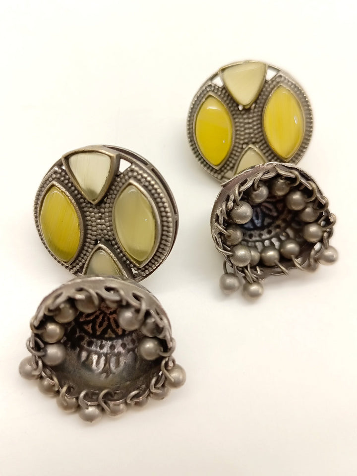 Saina Yellow Oxidized Jhumki