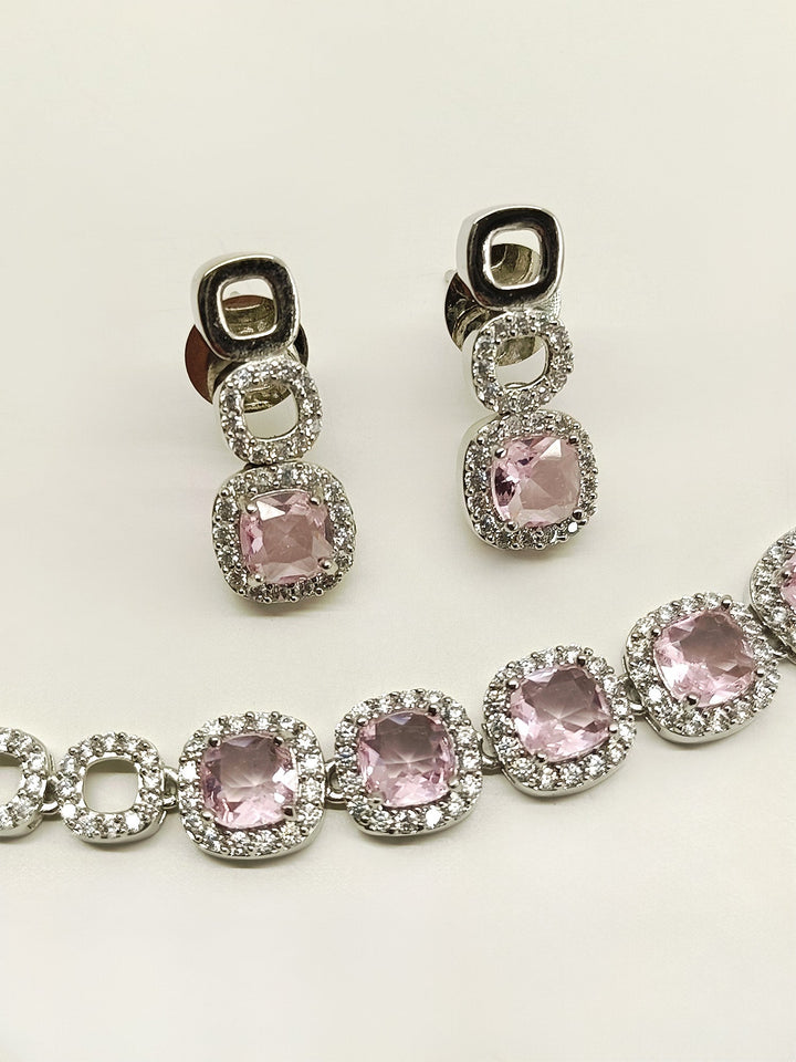 Anjana Baby Pink American Diamond Set