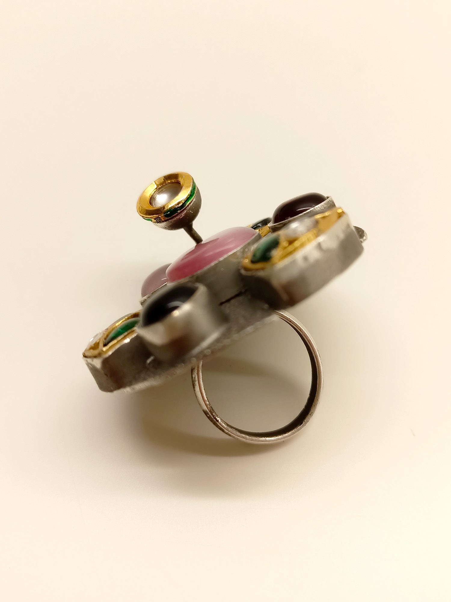 Varuni Multi Colour Oxidized Finger Ring - qivii