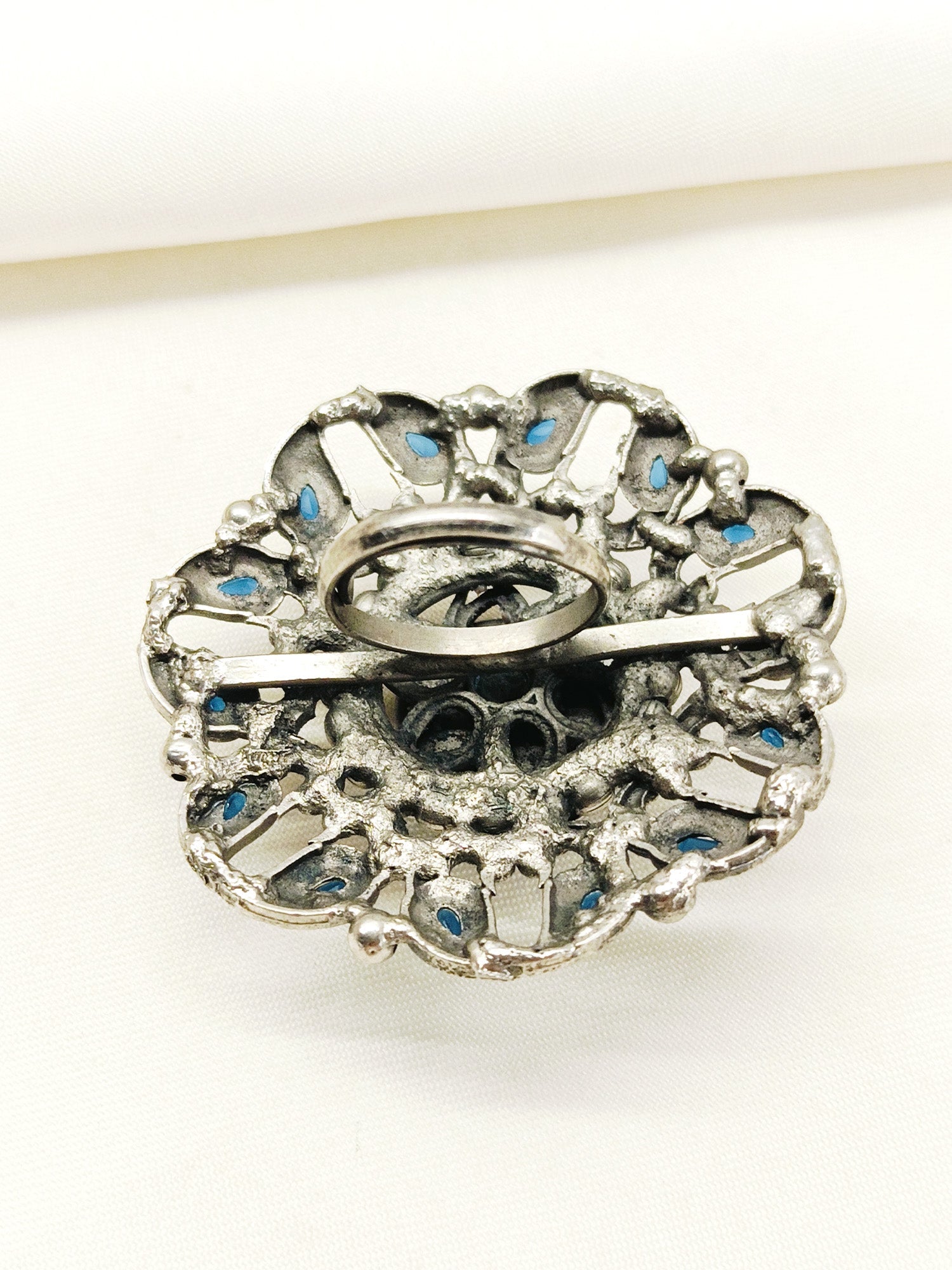 Bhaumi Blue Oxidized Finger Ring