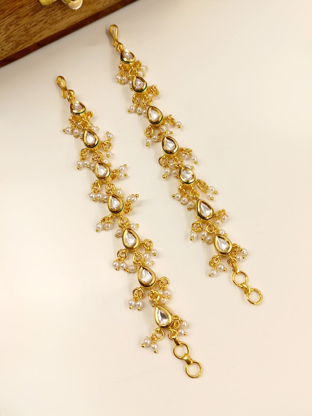 Jaytri White Kundan Ear Chain