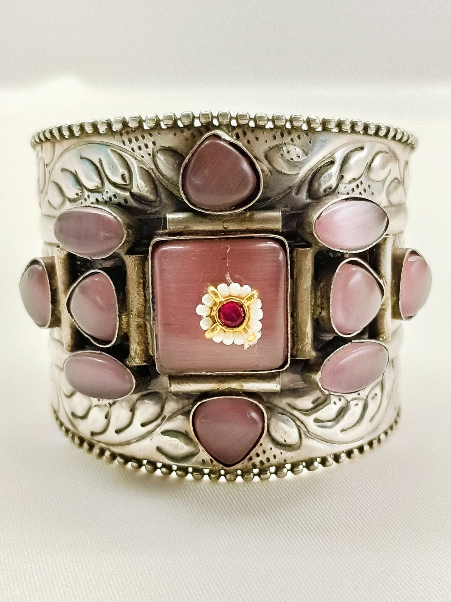 Nazia Baby Pink Oxidized Bracelet