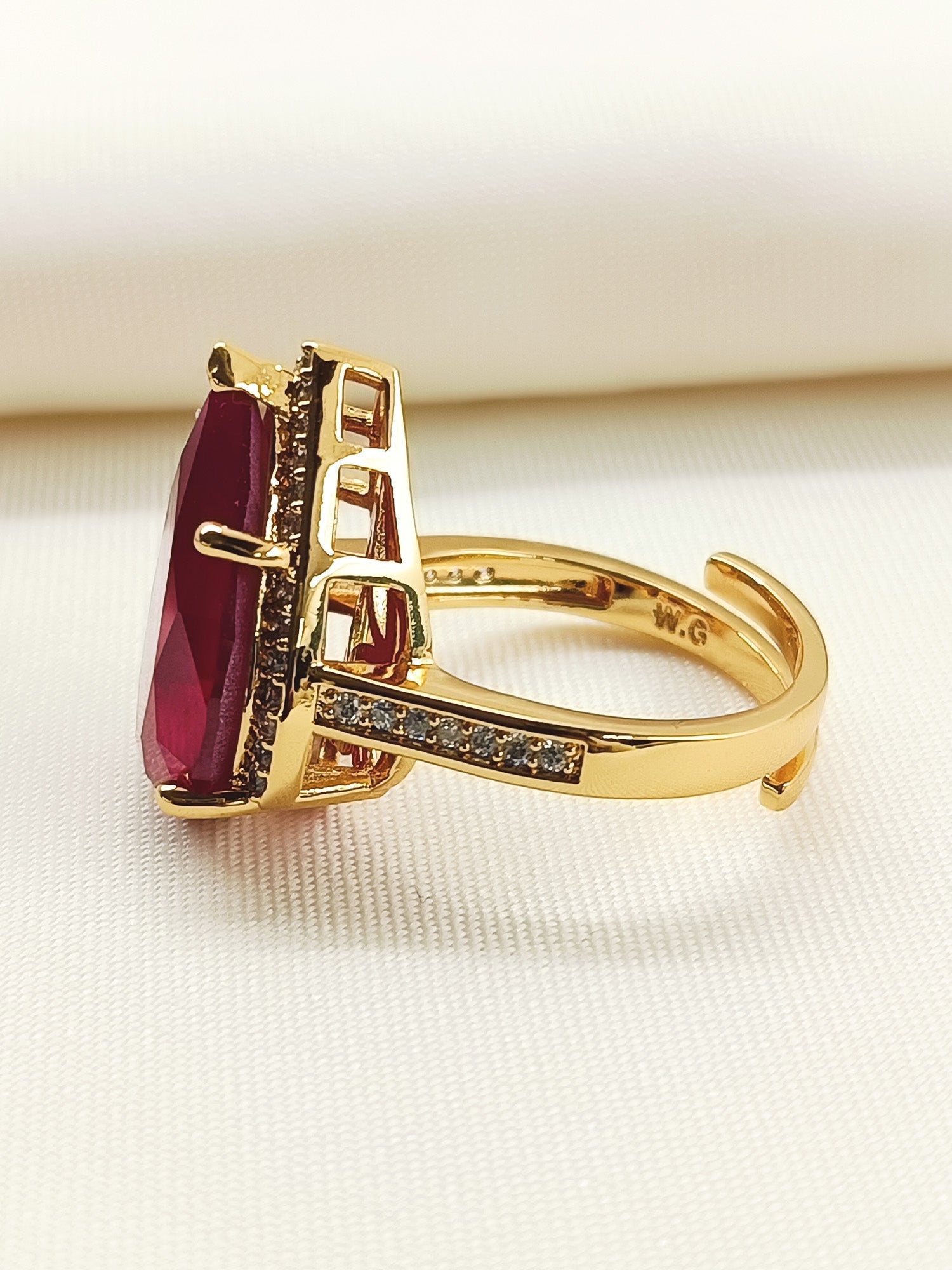 Shravani Ruby American Diamond Finger Ring