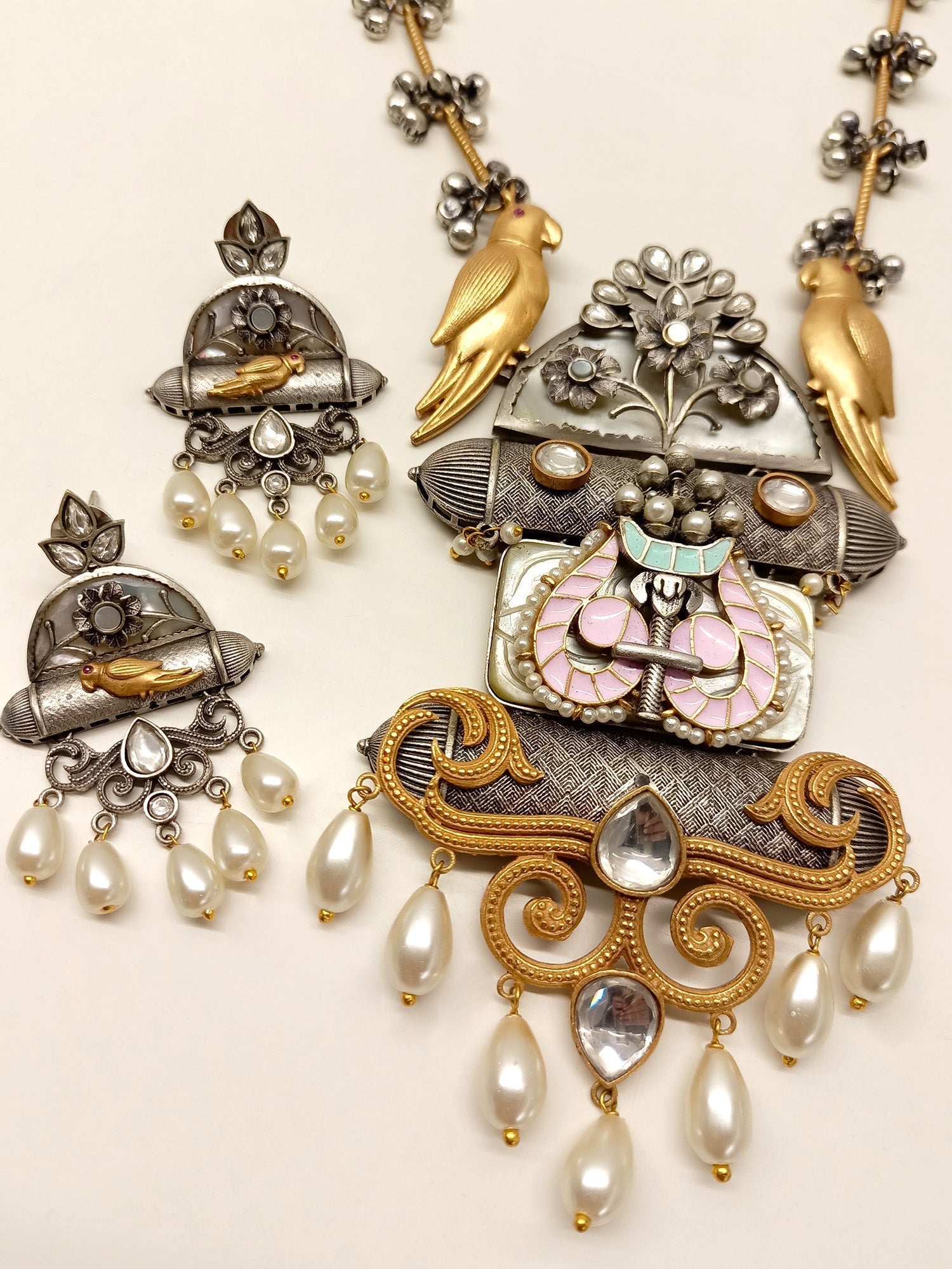 Krishna Multi Colour Oxidized Pendant Set - qivii