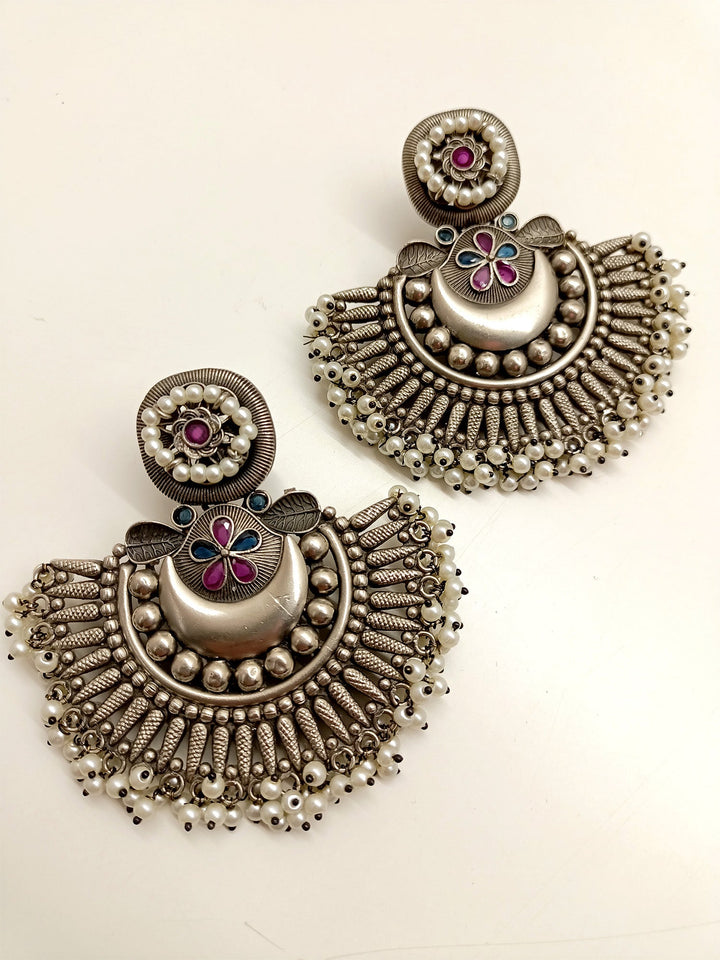 Rimaya R & B Oxidized Earrings