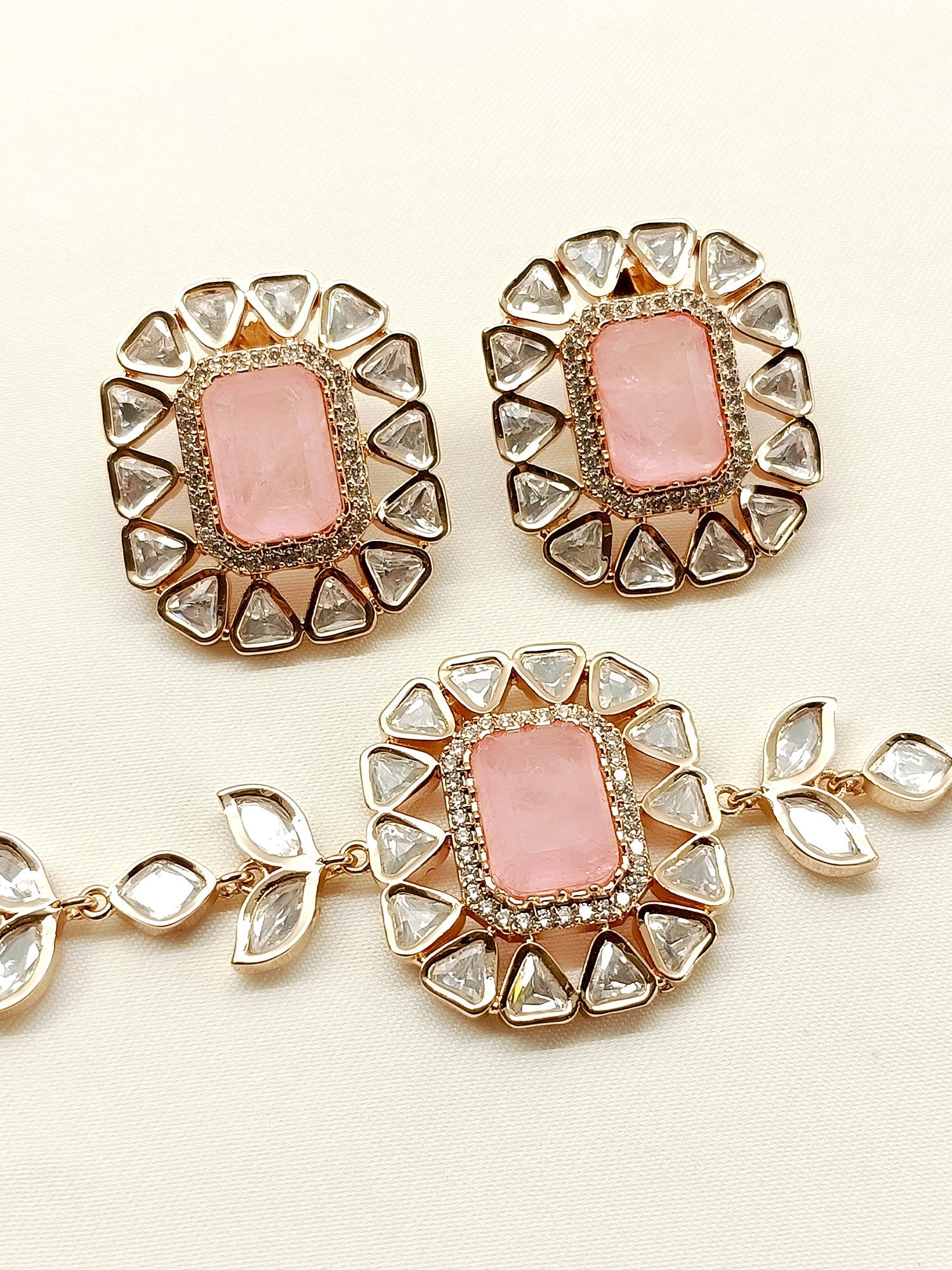 Lekha Baby Pink Kundan Choker Set - qivii