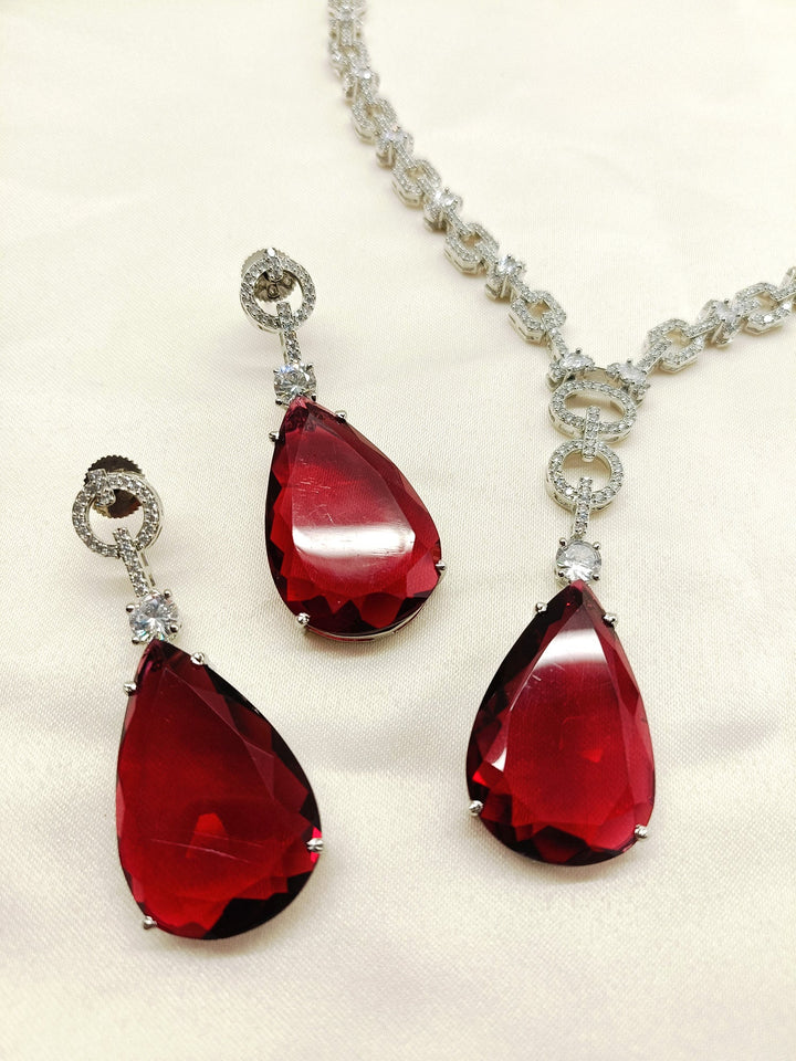 Parvati Maroon American Diamond Set