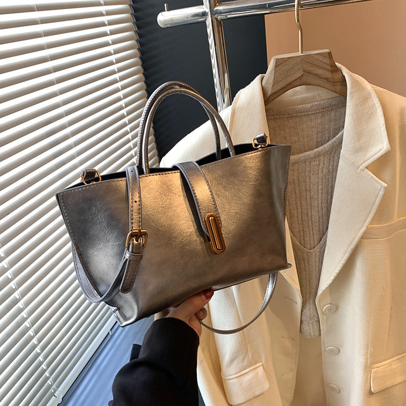 Women's Polished Commuter Tote - Textured Leather Convertible Work Bag | Spacious Crossbody to Handheld Carryall for Professionals