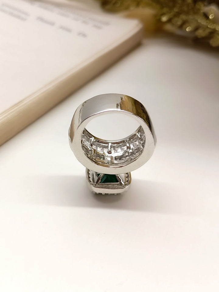  Elegant Zafeerah Green American Diamond Finger Ring with detailed craftsmanship and exquisite green diamond centerpiece