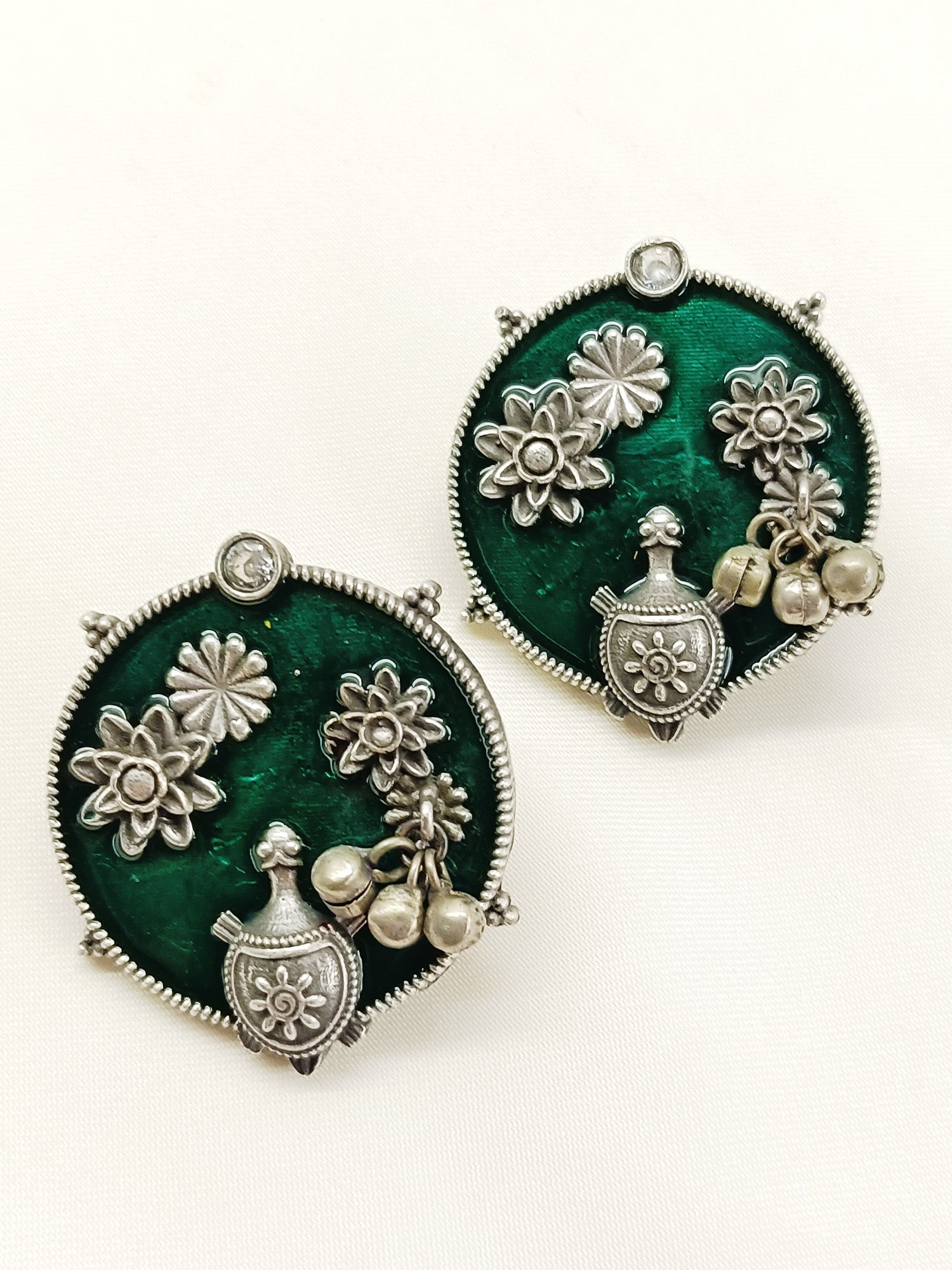 Shyamali Green Oxidized Tops