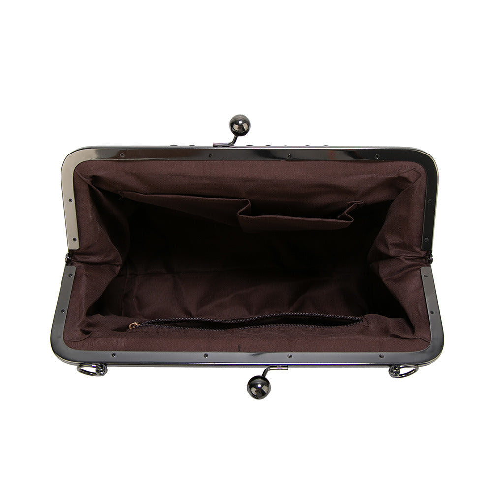 Women's British Vintage Oversized Bag – Multi-Way Shoulder/Tote Bag with Clip Closure