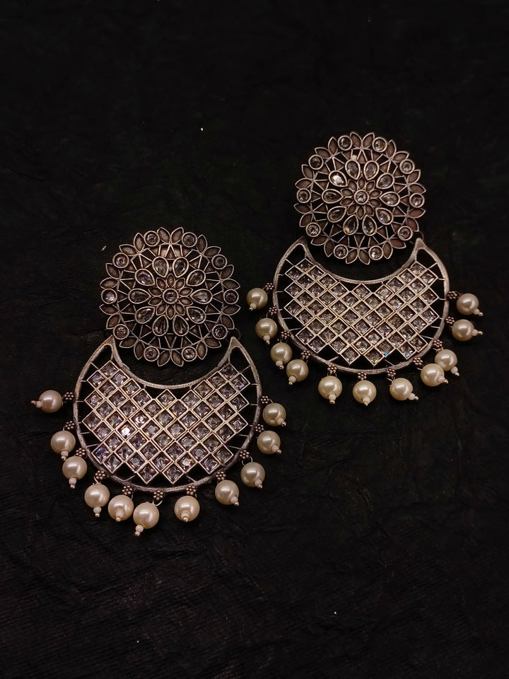 Namita White Oxidised Chandbali