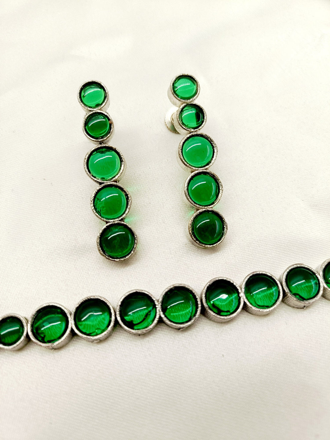 Poorvi Green Oxidized Necklace Set