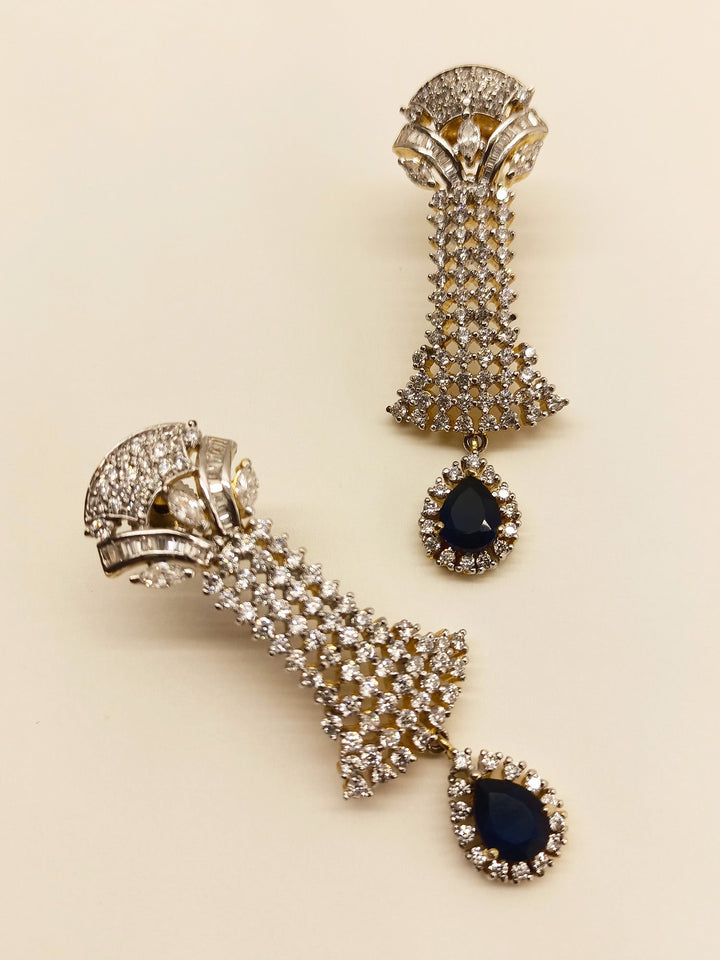 Anukampa Blue American Diamond Earrings