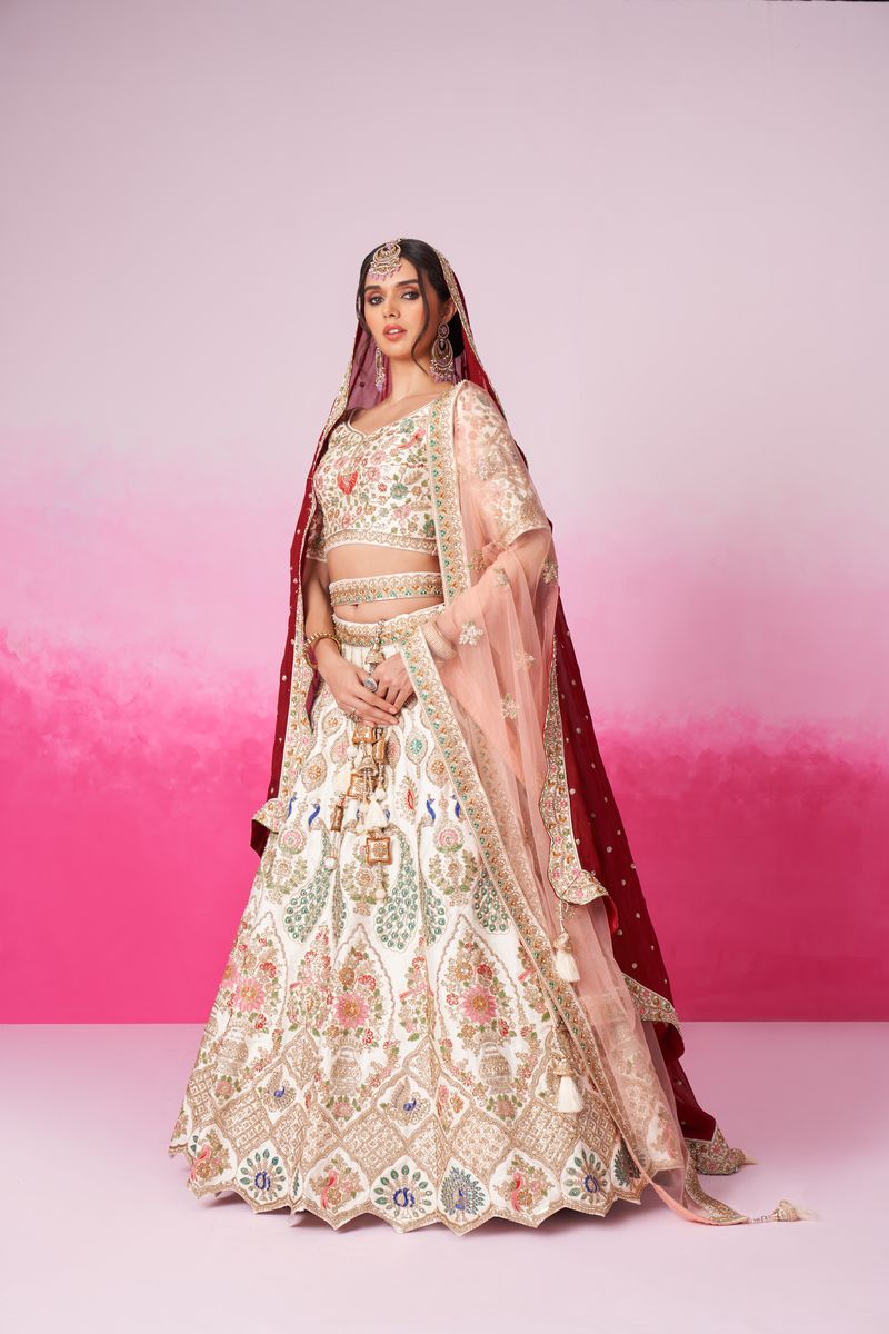 Semi stitched lehenga with beautiful embroidery and double dupatta