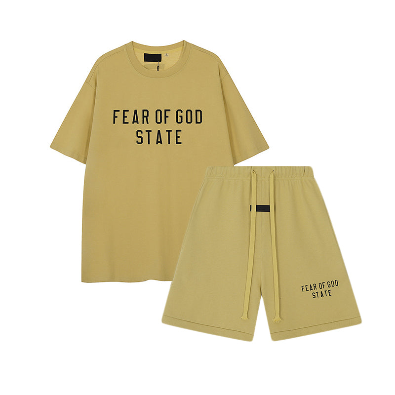 FW24 STATE T-Shirt / Shorts / Set - Yellow  - By Qivii