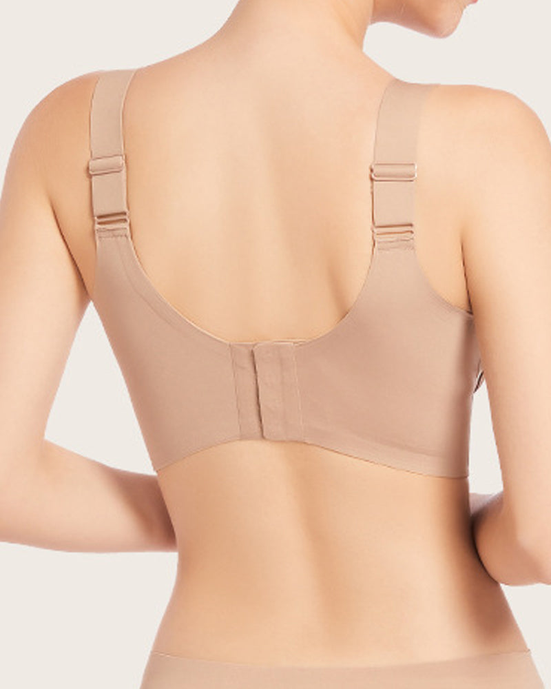 Smooth No Underwire V Neck Bra Seamless Full Coverage Comfort Push Up Bra  - By Qivii
