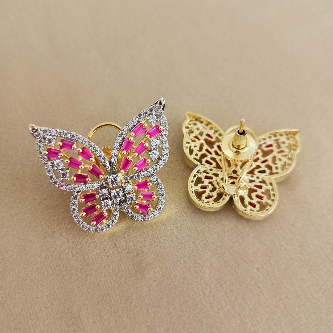 Dia Magenta Diamond Work Gold Plated Tops