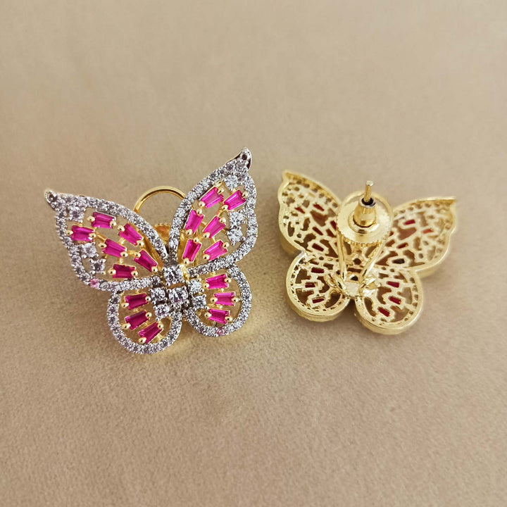 Dia Magenta Diamond Work Gold Plated Tops