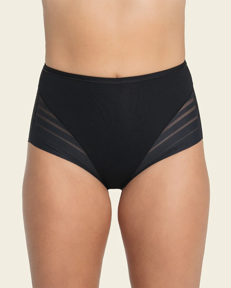 Lace Stripe Undetectable High Waist Briefs Underpants  - By Qivii