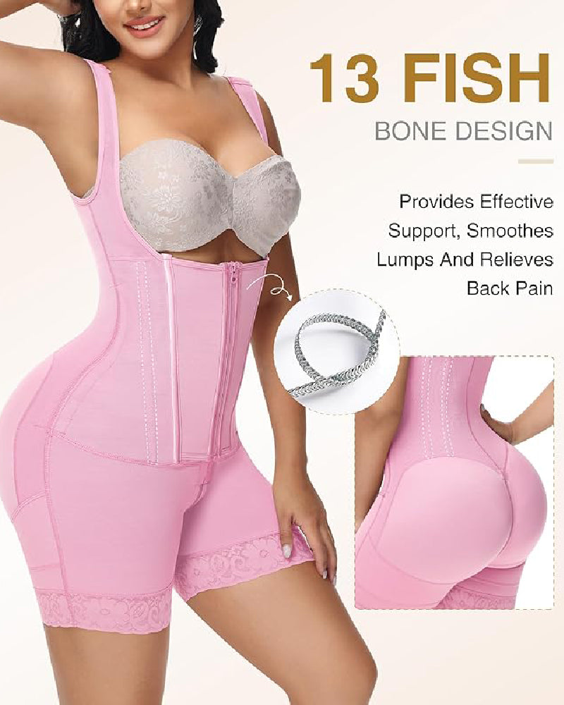 Shapshe® High compression Front Zipper Mid Thigh Shapewear  - By Qivii