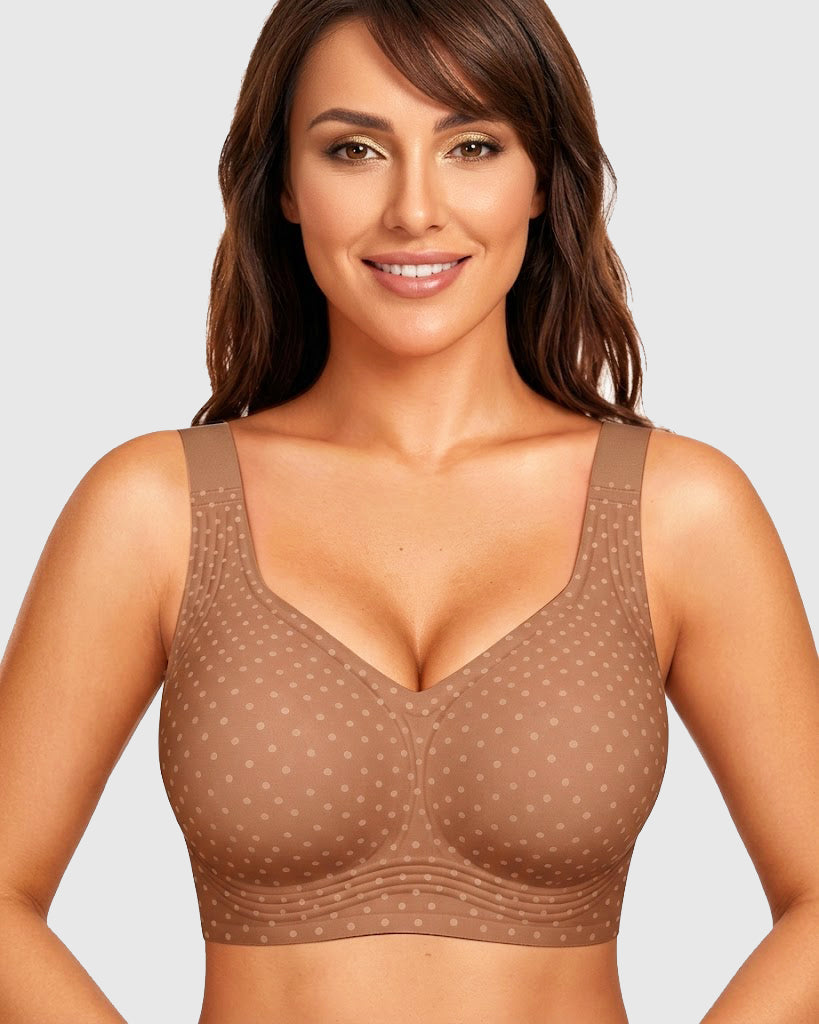 Polka Dot Wide Adjustable Strap Full Coverage Shaping Support Bra