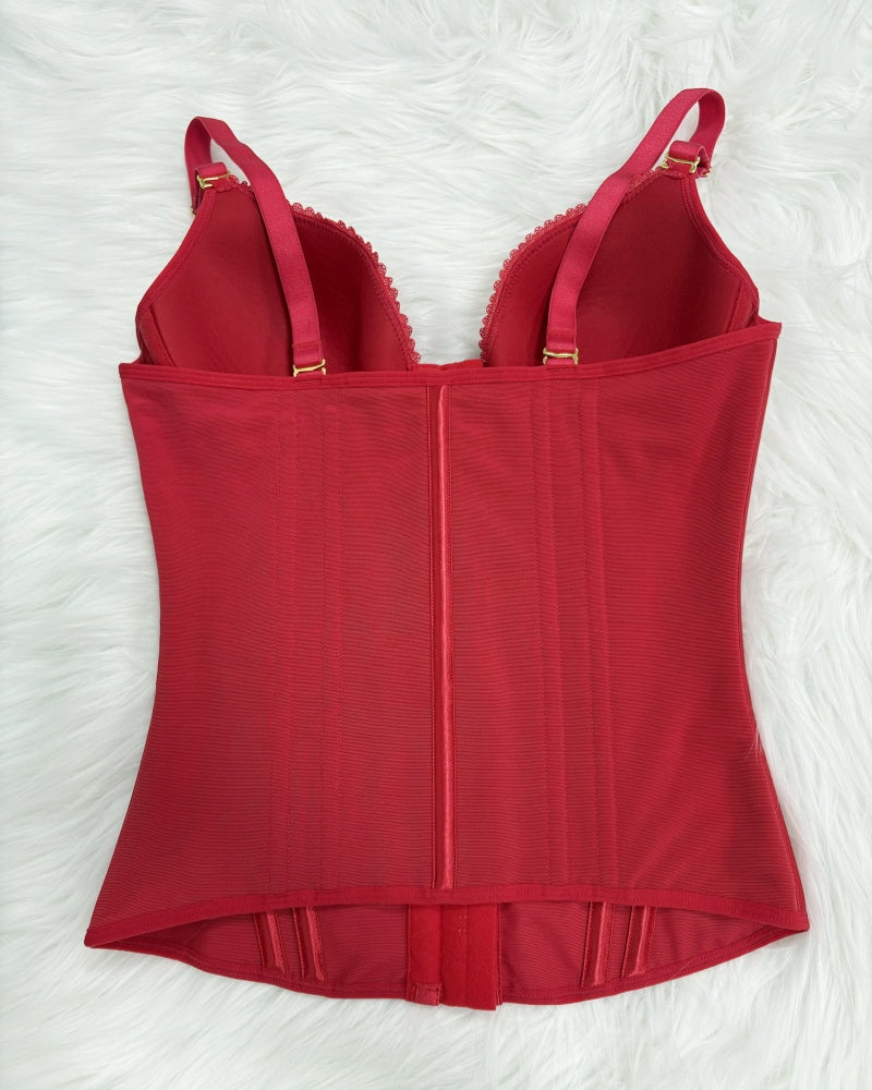 Shapshe® Fajas Colombianas Love Pattern Corset Top Zipper Waist Trainer  - By Qivii