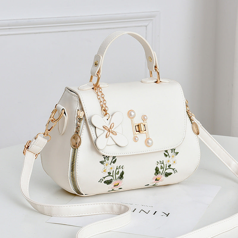 Women's Elegant Embroidered Flap Bucket Bag – Stylish Convertible Crossbody Shoulder Bag