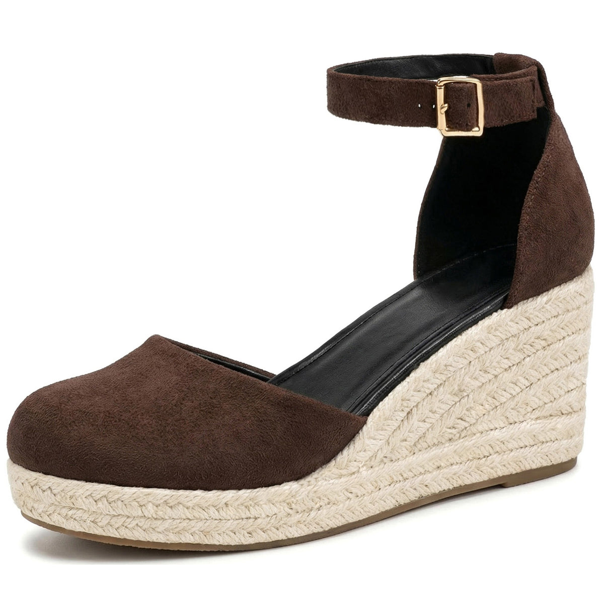 Women's Elodie Closed-Toe Espadrille Wedge Sandals - Velvet Platform Sandals with Adjustable Velcro Ankle Strap (US 4-10.5)